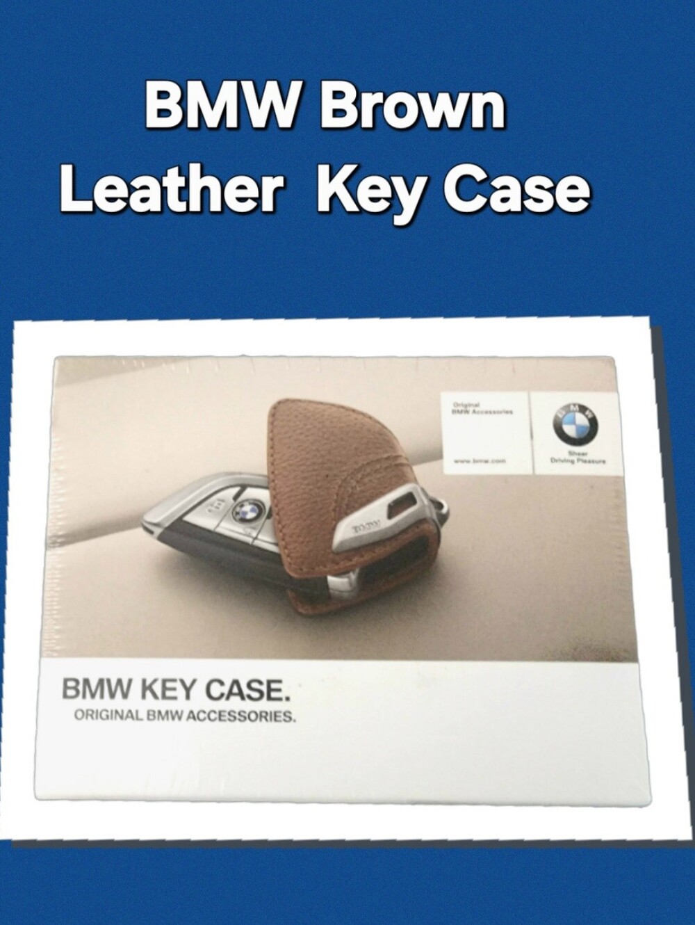 BMW Brown Leather Key Cover with Silver Accent